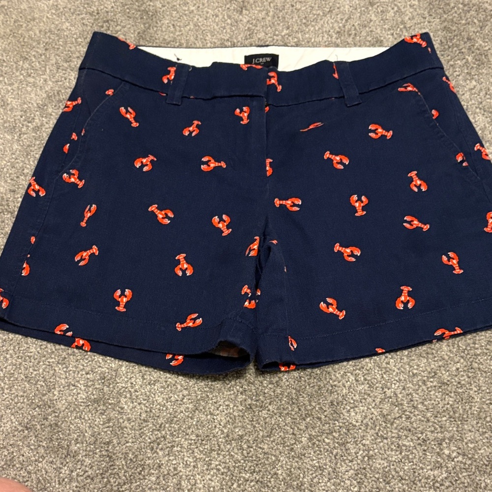 J. Crew Women's Navy Shorts with Red Lobster Print
